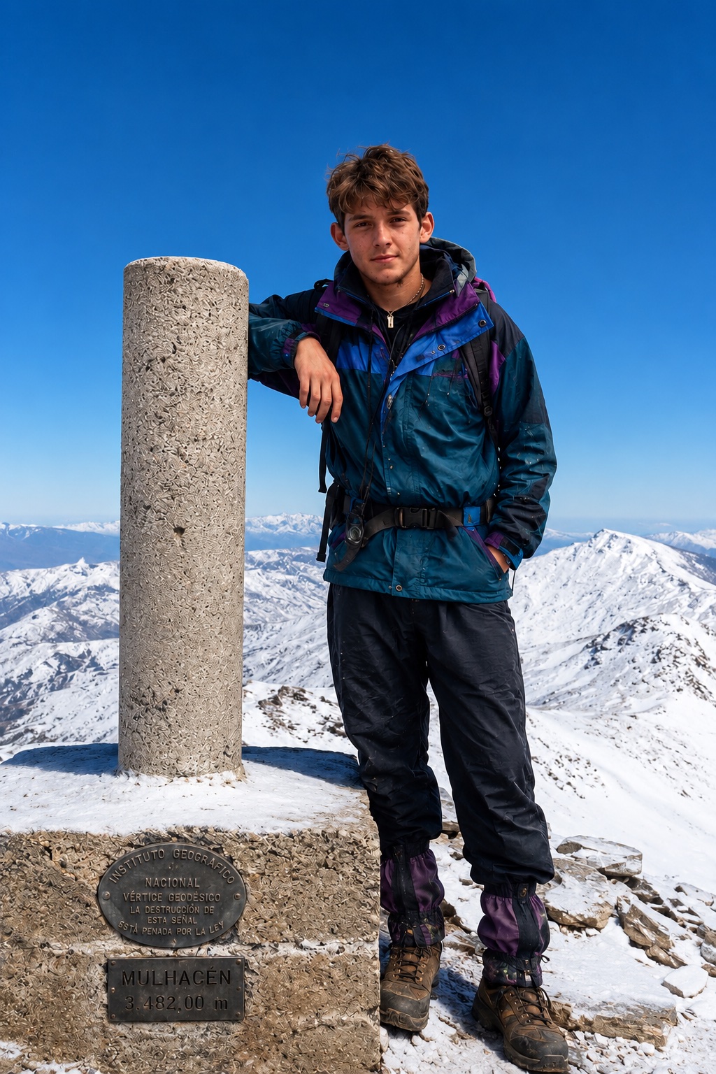 Rubén Muñoz durante su etapa de alta montaña en un paisaje nevado